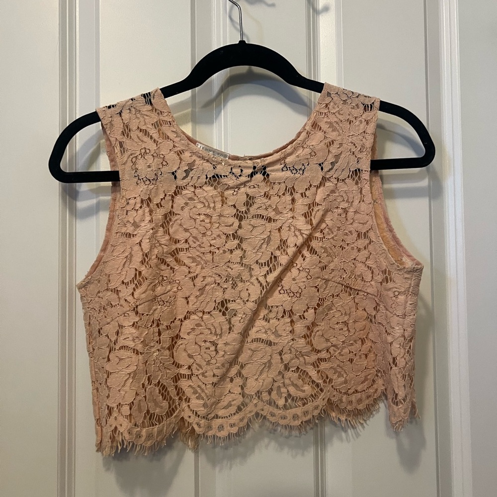 Size 2 Jenny Yoo bridesmaid tule skirt and lace cropped shirt.